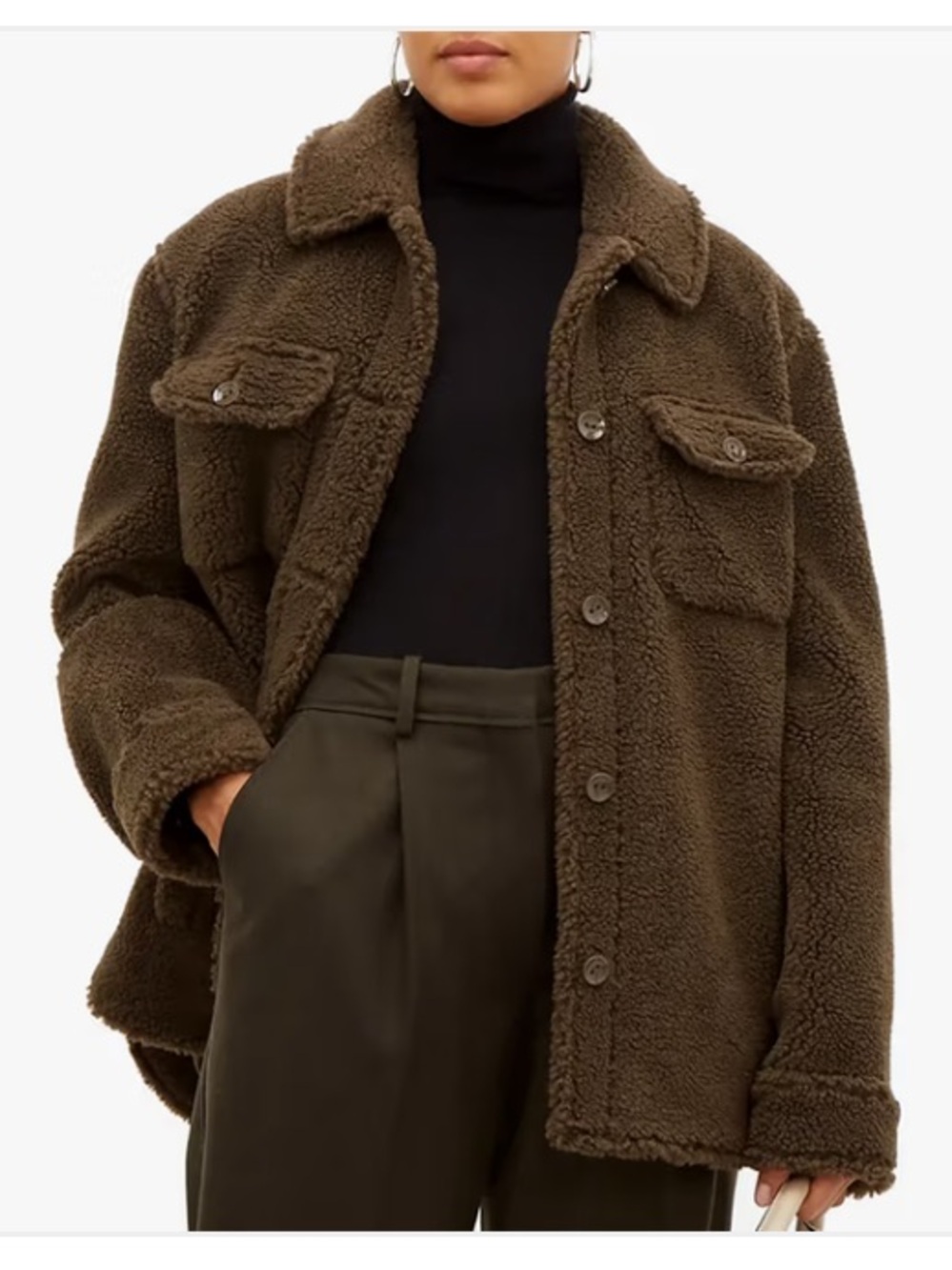 Stand Studio Olive Brown Teddy Jacket